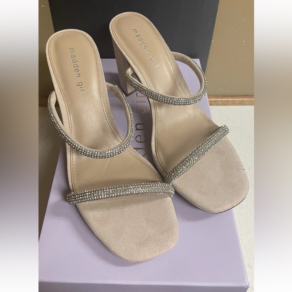 Madden Girl Tan Rhinestone Heels Tilly